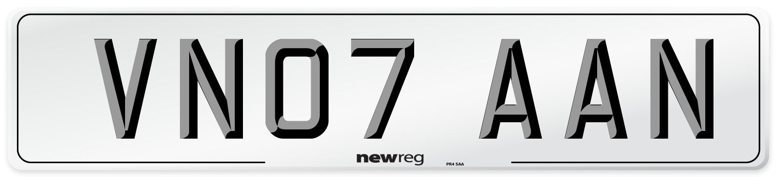 VN07 AAN Number Plate from New Reg